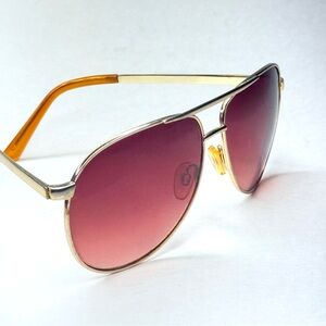 Aviator Style Sunglasses Gold Frame Gradient Brownish Pink Unisex Retro Style